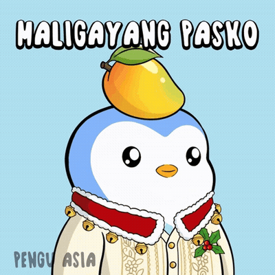 Penguin With Mango On Head Maligayang Pasko GIF