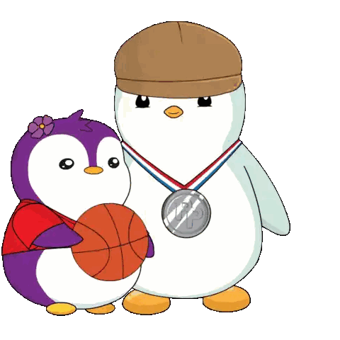 Penguin With Medal And Basketball Sticker