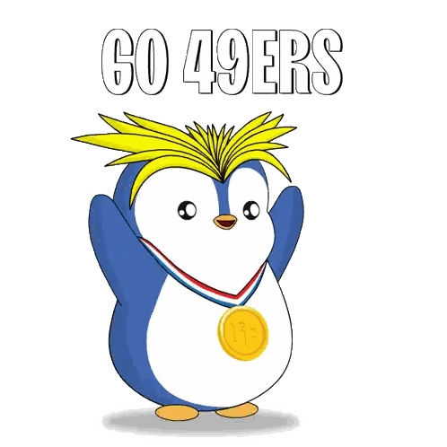 Penguin With Medal And Go 49Ers Sticker