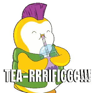 Penguin With Mohawk Drinking Tea Sticker