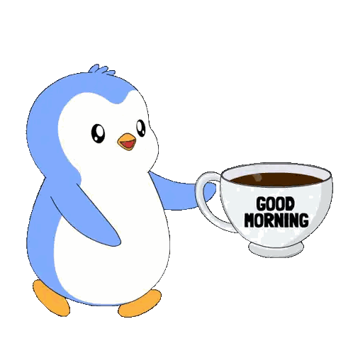 Penguin With Morning Coffee Sticker