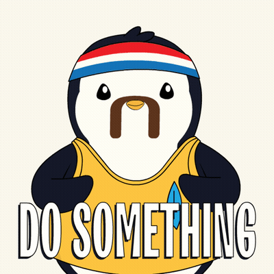 Penguin With Mustache In Yellow Shirt Saying Do Something GIF