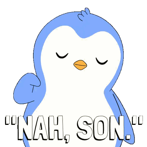 Penguin With Nah Son Text Sticker