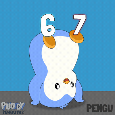 Penguin With Number 6 On Head GIF