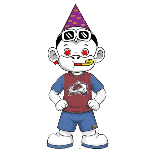 Penguin With Party Hat And Colorado Avalanche Shirt Sticker