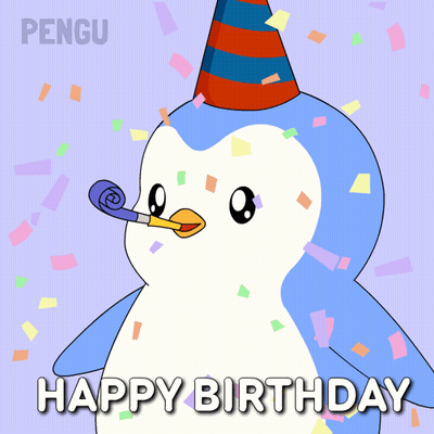 Penguin With Party Hat And Party Horn GIF