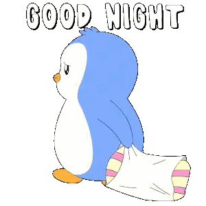 Penguin With Pillow Good Night Sticker