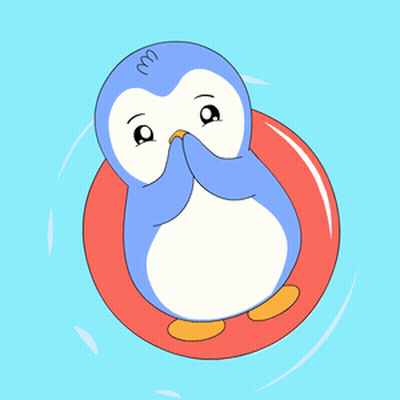 Penguin With Pink Hearts Floating On Red Ring GIF