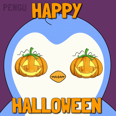 Penguin With Pumpkin Face Happy Halloween GIF