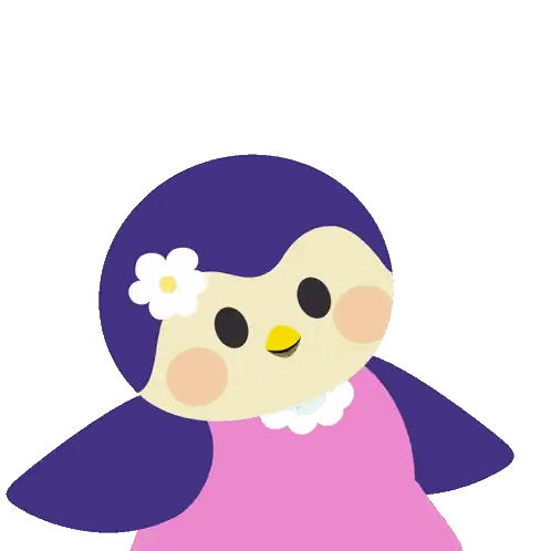 Penguin With Purple Hair Saying Byeee Sticker
