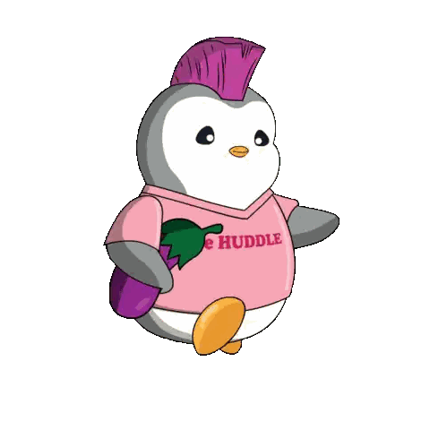 Penguin With Purple Mohawk And E Huddle Shirt Sticker