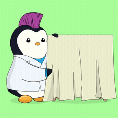 Penguin With Purple Mohawk Holding Sign With Green Ribbon And Heart GIF
