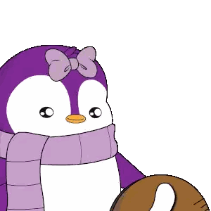 Penguin With Purple Scarf And Bow Holding Thumbs Up Sign Sticker