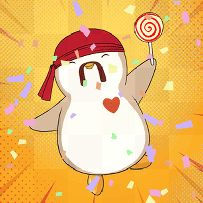 Penguin With Red Bandana Holding Lollipop GIF