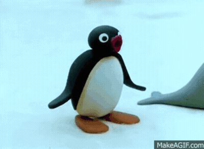 Penguin With Red Beak Next To Seal GIF