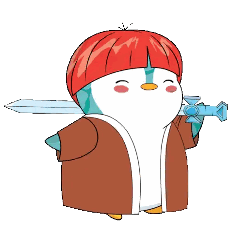 Penguin With Red Hat And Blue Sword Sticker