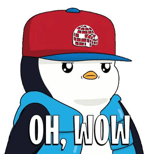 Penguin With Red Hat Says Oh Wow GIF