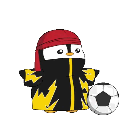 Penguin With Red Headband Holding Soccer Ball Sticker