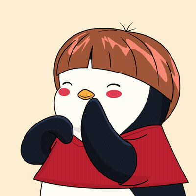 Penguin With Red Scarf Covering Mouth GIF