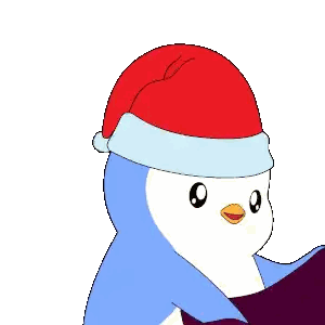Penguin With Santa Hat And Scarf Sticker