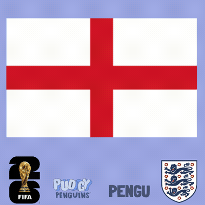 Penguin With Soccer Ball In Front Of England Flag GIF