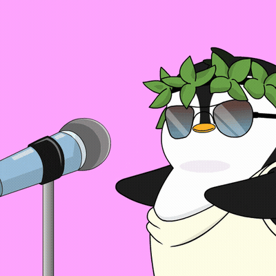 Penguin With Sunglasses And Laurel Wreath Singing GIF