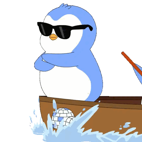 Penguin With Sunglasses In Boat Sticker