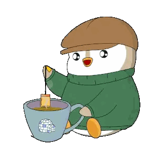 Penguin With Tea Bag And Cup Sticker