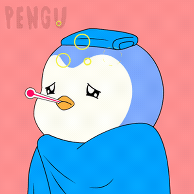 Penguin With Thermometer And Blue Towel GIF