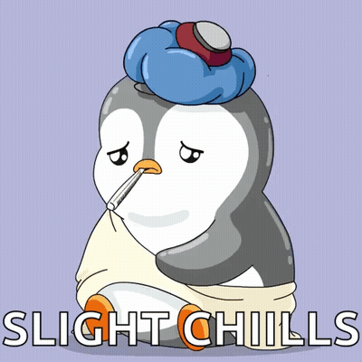 Penguin With Thermometer Saying Slight Chills GIF