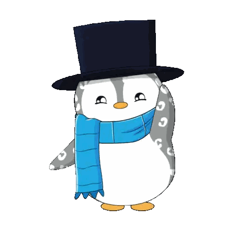 Penguin With Top Hat And Shopping Cart Sticker