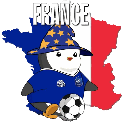 Penguin With Wizard Hat Holding Soccer Ball France Map Sticker