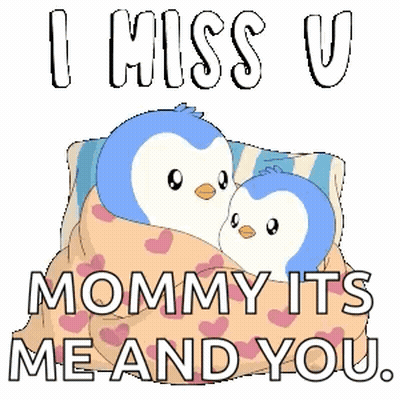 Penguin Wrapped In Blanket Saying I Miss U Mommy GIF