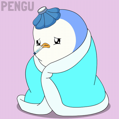 Penguin Wrapped In Blanket With Thermometer GIF