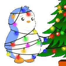 Penguin Wrapped In Christmas Lights Sticker