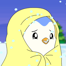 Penguin Wrapped In Yellow Blanket Smiling GIF
