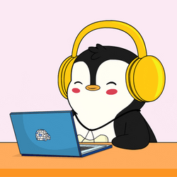 Penguin Yellow Headphones GIF
