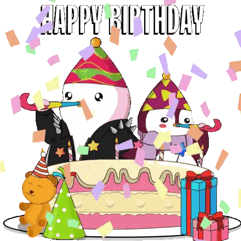 Penguins Blowing Party Horns Sticker