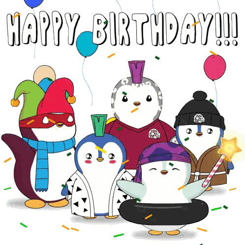 Penguins Celebrating Birthday Sticker