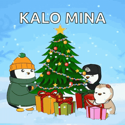 Penguins Decorating Christmas Tree GIF