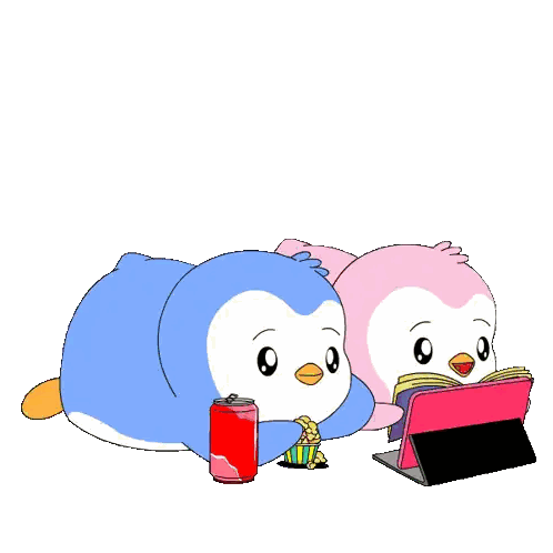 Penguins Eating Popcorn And Soda Sticker