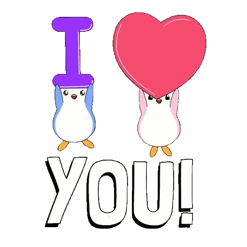 Penguins Holding Heart Saying I Love You Sticker