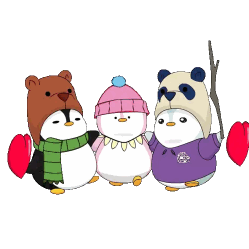 Penguins Holding Heart Sticker