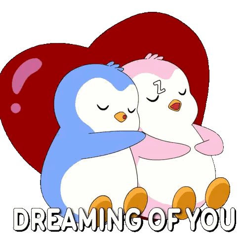 Penguins Hugging Dreaming Of You Sticker