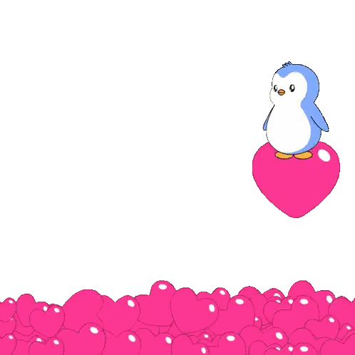 Penguins Hugging In Pink Hearts Sticker