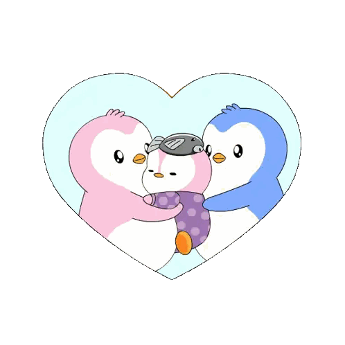 Penguins Hugging Inside Heart Sticker