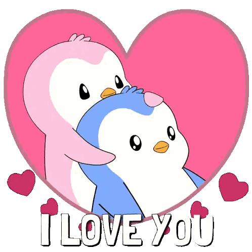 Penguins Hugging Saying I Love You Sticker