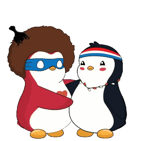 Penguins Hugging Thank You Sticker