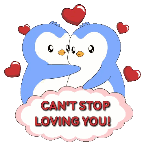 Penguins Hugging With Can't Stop Loving You Sticker