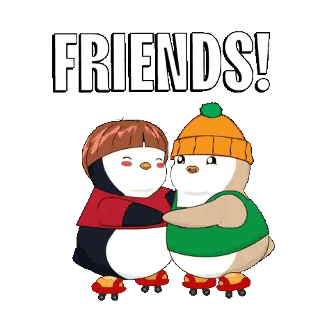 Penguins Hugging With Friends Text Sticker